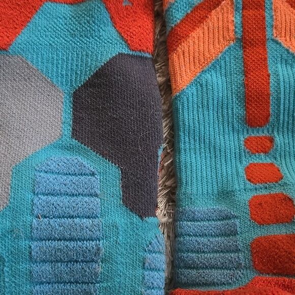 Nike Elite Multicolor Crew Socks Medium Hyper Orange Teal Tall Mens Unisex Gym - Picture 7 of 14
